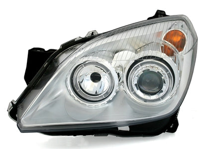 FARI SATINATI OPEL ASTRA H 2004-2007 ANELLI ANGEL EYES LED BIANCHI