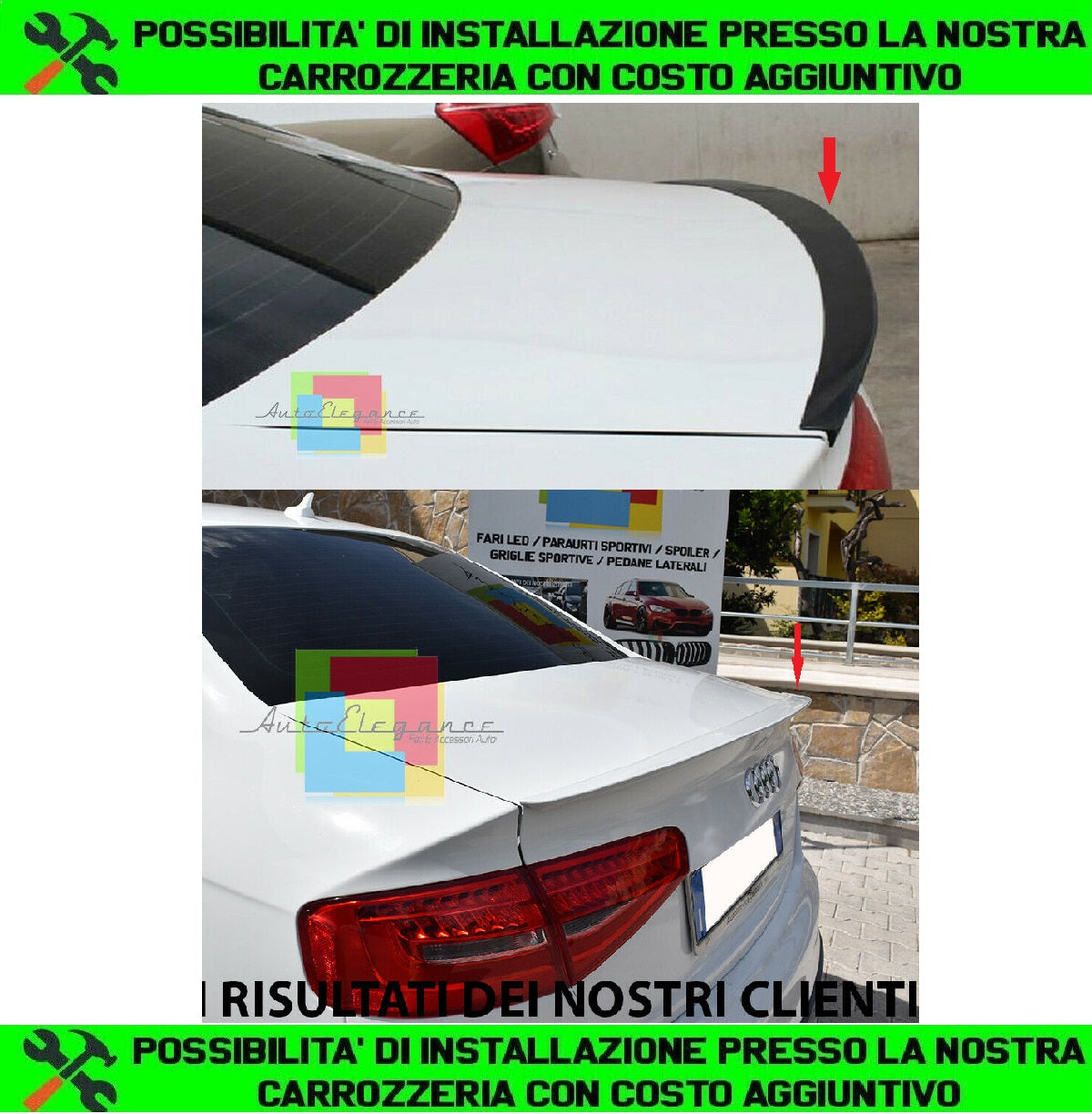 SPOILER POSTERIORE SUL COFANO S4 PER AUDI A4 B8 8K 2008-2014 BERLINA IN ABS -.