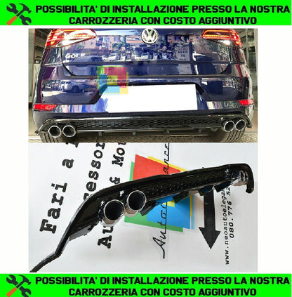 VW GOLF 7.5 2017- REAR DIFFUSER UNDER BUMPER FOUR TIP ABS BLACK