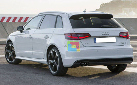 AUDI A3 8V 2012-2018 TERMINALI DOPPIO SCARICO CROMATI ACCIAIO INOX LOOK SLINE AUTOELEGANCERICAMBI