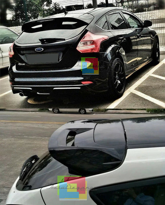 BLACK REAR ROOF SPOILER FORD FOCUS MK3 5 DOOR 2011-2015 ST LOOK -