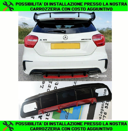 MERCEDES A-CLASS W176 2012-2018 BLACK DIFFUSER RED PROFILE AMG A45 LOOK .-