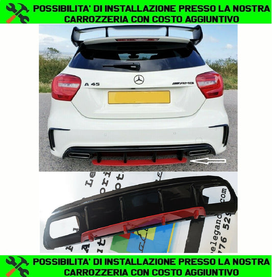 MERCEDES A-CLASS W176 2012-2018 BLACK DIFFUSER RED PROFILE AMG A45 LOOK .-