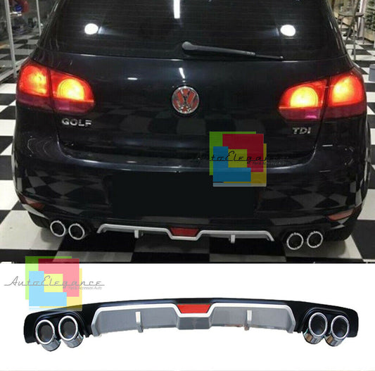 VW GOLF 6 VI 08-12 SOTTO PARAURTI POSTERIORE DIFFUSORE QUATTRO TERMINALI ABS