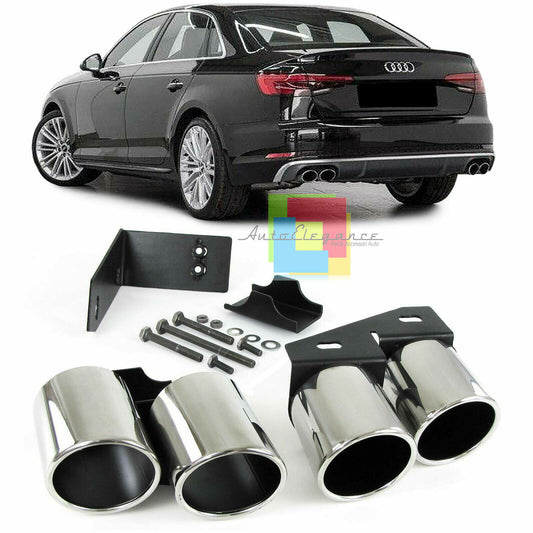 AUDI A4 B9 DAL 2015 IN POI COPPIA TERMINALI DOPPIO SCARICO ACCIAIO INOX AUTOELEGANCERICAMBI