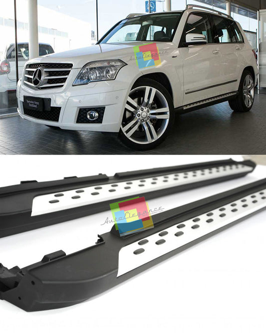 MERCEDES GLK X204 2008+ PEDANE LATERALI SOTTO PORTA IN ALLUMINIO E PVC