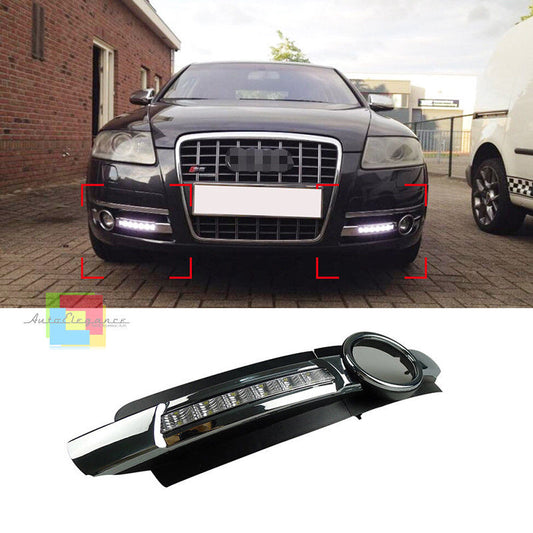 NO ERROR 6000K GRIGLIE FENDINEBBIA LUCI DIURNE LED AUDI A6 4F C6 04-08 DAYTIME