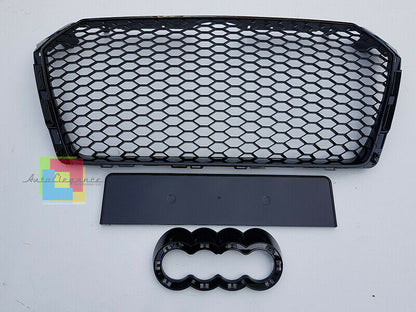 AUDI A4 B9 2015+ GRIGLIA ANTERIORE CALANDRA RS4 NIDO D'APE BORDO NERO AUTOELEGANCERICAMBI