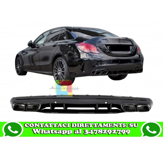 MERCEDES C-CLASS W205 S205 2014-2020 REAR DIFFUSER WITH TIPPER LOOK C63S BLACK EDITION