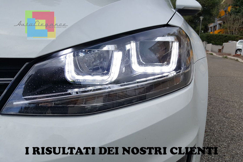 VW GOLF 7 VII FROM 2012 ONWARDS DOUBLE U LED HEADLIGHTS DAYTIME LIGHTS GTI LOOK