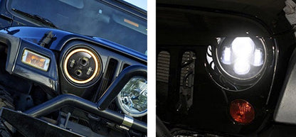 JEEP WRANGLER JK 2007+ FARI ANTERIORI LED CON LUCI DIURNE BIANCO ANGEL EYES