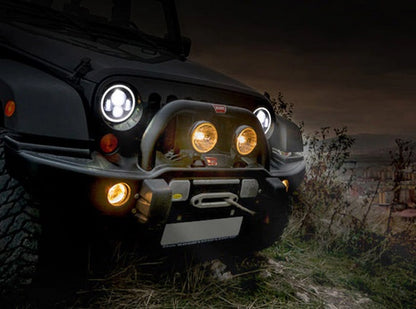 JEEP WRANGLER JK 2007+ FARI ANTERIORI LED CON LUCI DIURNE BIANCO ANGEL EYES