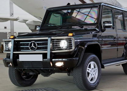 LED TURN SIGNALS SMOKE HOOD MERCEDES G W463 1989-2015 FRONT INDICATORS BLACK