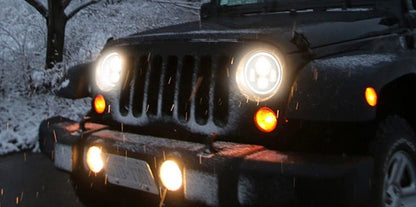 JEEP WRANGLER JK 2007+ FARI ANTERIORI LED CON LUCI DIURNE BIANCO ANGEL EYES