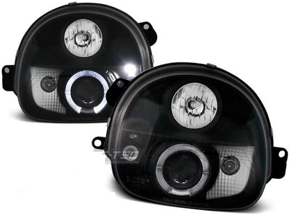 RENAULT TWINGO 1993-2007 FARI ANTERIORI NERI ANGEL EYES LENTICOLARI H1 / H1