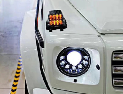 LED TURN SIGNALS SMOKE HOOD MERCEDES G W463 1989-2015 FRONT INDICATORS BLACK