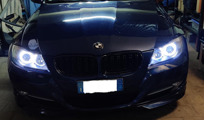 BMW E90 E91 2005-2011 FARI ANGEL EYES + DOPPIO LED ANABBAGLIANTI E ABBAGLIANTI AUTOELEGANCERICAMBI