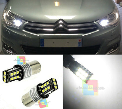CITROEN C4 MK2 6000K 2x LAMPADE DIURNE POSIZIONE DRL LED NO AVARIA BAY15D .- AUTOELEGANCERICAMBI