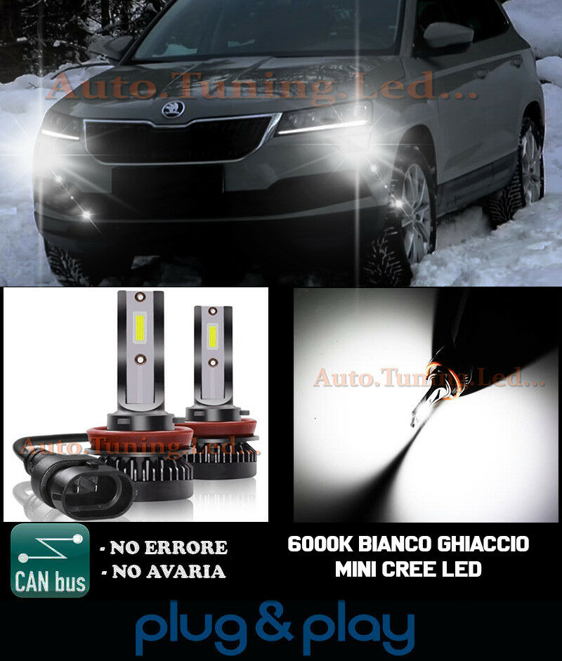 LAMPADE FENDINEBBIA A LED CREE SKODA KAROQ CAMBUS BIANCO GHIACCIO 8000LM