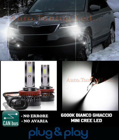 LAMPADE FENDINEBBIA A LED CREE SKODA KAROQ CAMBUS BIANCO GHIACCIO 8000LM