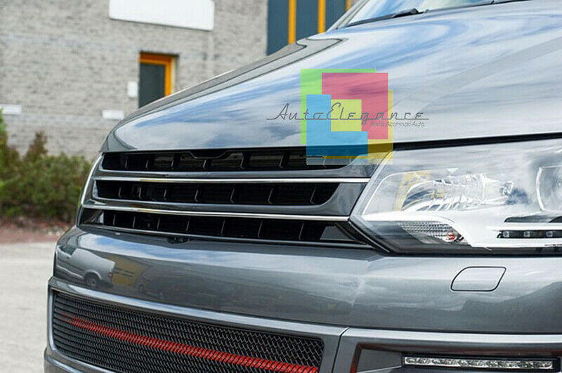 GRIGLIA ANTERIORE VW T5 TRANSPORTER 2010-2015 CALANDRA NERA PROFILI CROMATI