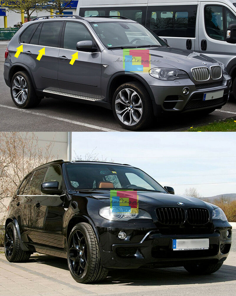 CORNICE FINESTRINI CROMATA BMW X5 E70 2006-2014 - MODANATURE ADESIVE 6 PEZZI AUTOELEGANCERICAMBI