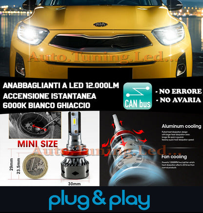 LAMPADE ANABBAGLIANTI LED KIA STONIC ISTANTANEO NO AVARIA 12.000LM
