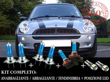 MINI R50 R53 2001-2006 SET COMPLETO LAMPADE BLU XENON + POSIZIONE A LED