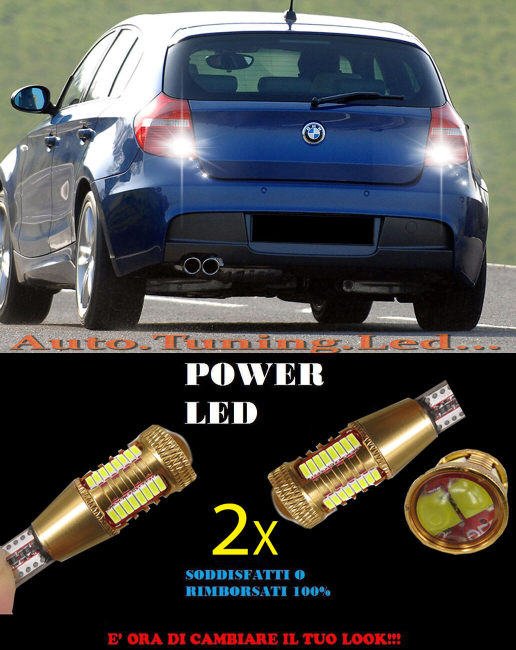 BMW SERIE 1 E87 2006+ LAMPADE RETROMARCIA LED T15 W16W SUPER QUALITA NO ERROR AUTOELEGANCERICAMBI