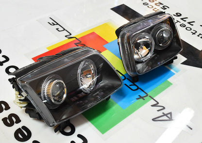 VW POLO 6N 1999-2001 RESTYLING FARI ANTERIORI ANGEL EYES LED FANALI LENTICLARI