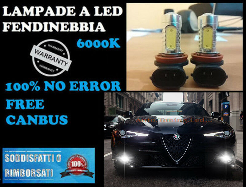 COPPIA FENDINEBBIA LED H11 NO ERROR EFFETTO XENON ALFA ROMEO GIULIA 2015+ AUTOELEGANCERICAMBI