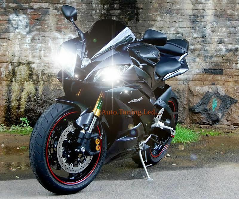 XENON CREE LED 6000K MOTO RAPIDA YAMAHA R6 ANABBAGLIANTE + ABBAGLIANTE H7 + H7