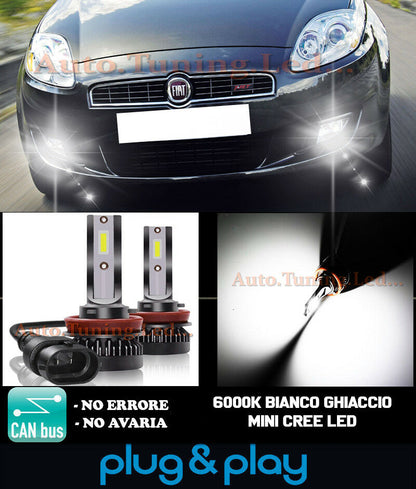 LAMPADE FENDINEBBIA A LED CREE FIAT BRAVO MK2 CAMBUS BIANCO GHIACCIO 8000LM