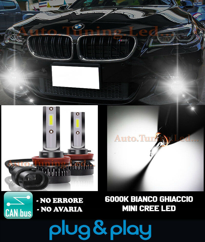 LAMPADE FENDINEBBIA A LED CREE BMW SERIE 5 F10 F11 CAMBUS BIANCO GHIACCIO 8000LM