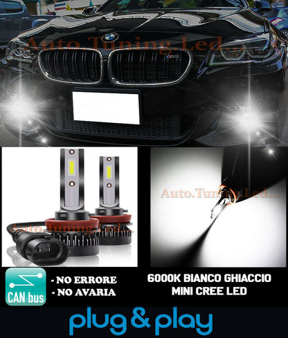 LAMPADE FENDINEBBIA A LED CREE BMW SERIE 5 F10 F11 CAMBUS BIANCO GHIACCIO 8000LM