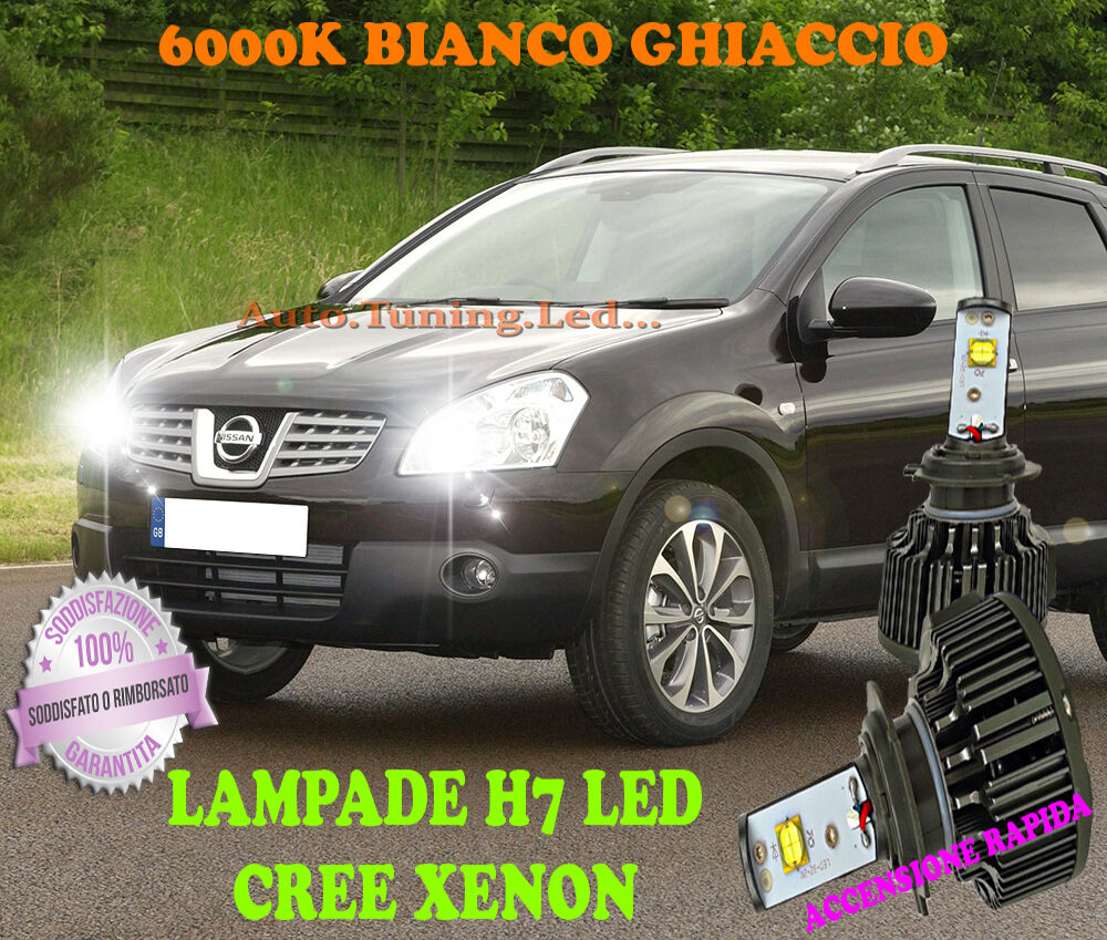 NISSAN QASHQAI 06-13 LAMPADE H7 CREE XENON ABBAGLIANTI 6000K BIANCO FARI ALOGENI