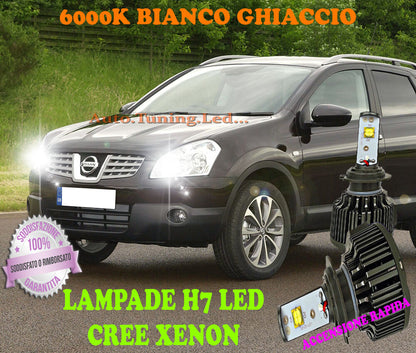 NISSAN QASHQAI 06-13 LAMPADE H7 CREE XENON ABBAGLIANTI 6000K BIANCO FARI ALOGENI