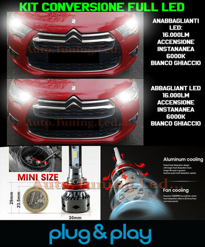 LAMPADE ANABBAGLIANTI + ABBAGLIANTI LED 16.000LM PER CITROEN DS4
