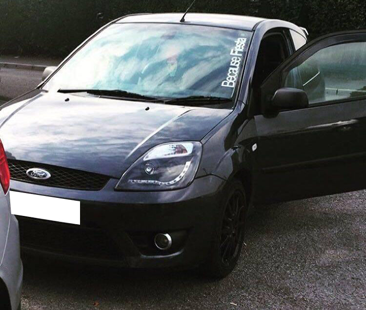 FORD FIESTA MK6 2002-2005 DRL LED POSITION HEADLIGHTS BLACK LENTICULAR HEADLIGHTS
