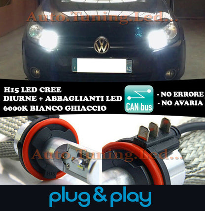 LAMPADE DIURNE ABBAGLIANTI H15 LED VW GOLF 6 2008-2012 ISTANTANEO CREE NO AVARIA