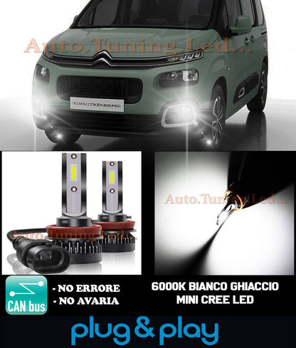 LAMPADE FENDINEBBIA A LED CITROEN BERLINGO K9 CAMBUS BIANCO GHIACCIO 8000LM