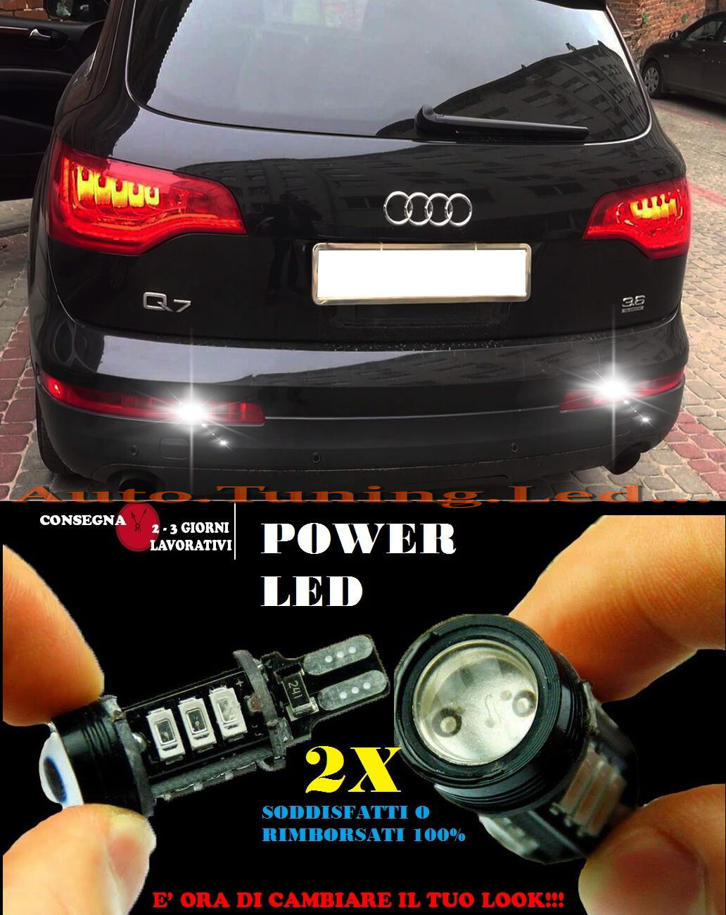 AUDI Q7 4L 6000K LAMPADE RETROMARCIA A LED T15 W16W CANBUS NO ERROR AUTOELEGANCERICAMBI