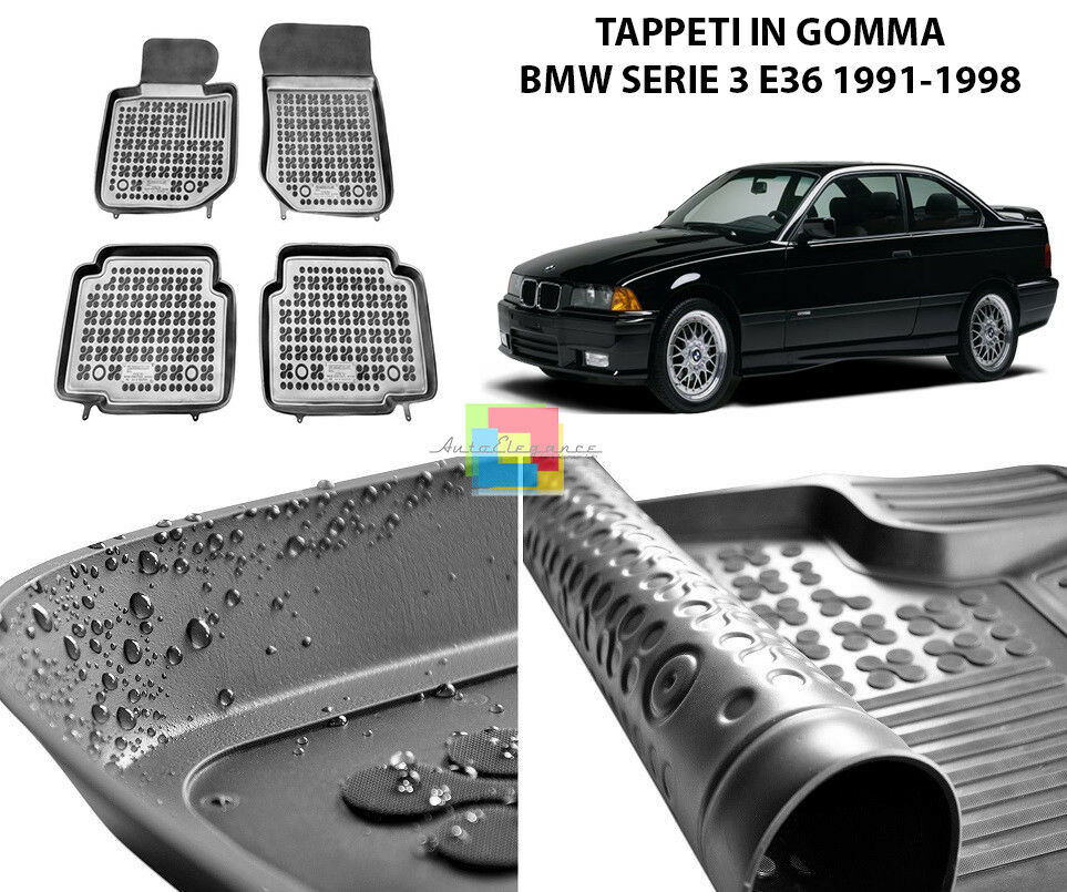 BMW SERIE 3 E36 1991-1998 TAPPETINI AUTO IN GOMMA - TAPPETI TOP QUALITA -1 AUTOELEGANCERICAMBI