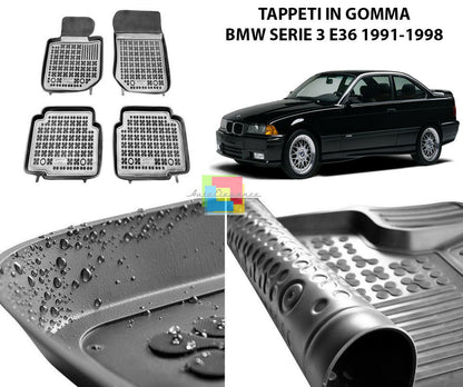 BMW SERIE 3 E36 1991-1998 TAPPETINI AUTO IN GOMMA - TAPPETI TOP QUALITA -1 AUTOELEGANCERICAMBI