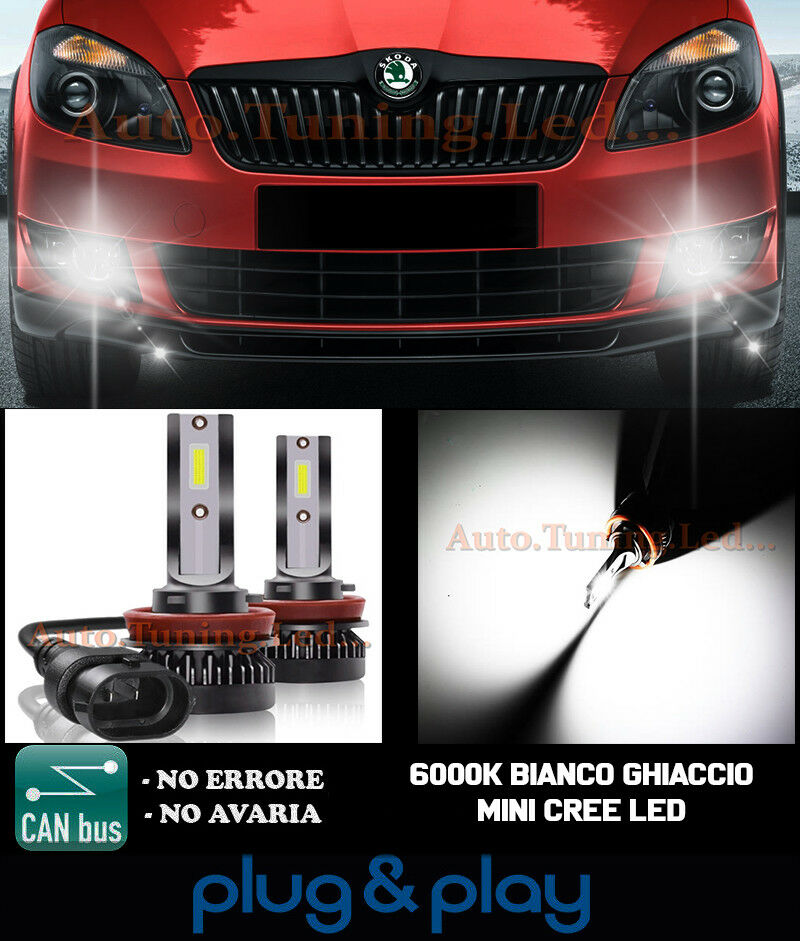 LAMPADE FENDINEBBIA A LED CREE SKODA FABIA II CAMBUS BIANCO GHIACCIO 8000LM