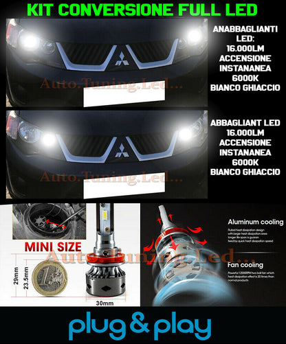 LAMPADE ANABBAGLIANTI + ABBAGLIANTI LED 16.000LM PER MITSUBISHI OUTLANDER II