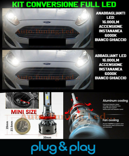 LOW BEAM + HIGH BEAM DAYTIME LIGHTS FORD FIESTA VI NO FAILURE 16,000LM