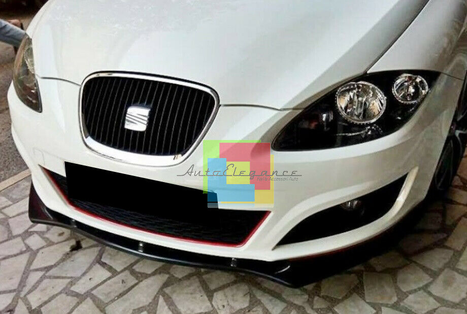 LIP SPOILER SOTTO PARAURTI ANTERIORE PER SEAT LEON 1P1 2005-2012 ABS NERO .-