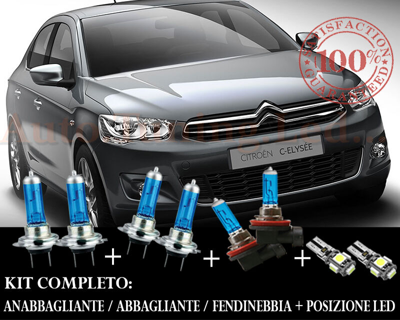 CITROEN C-ELYSEE SET COMPLETO LAMPADE BLU XENON + POSIZIONE A LED AUTOELEGANCERICAMBI