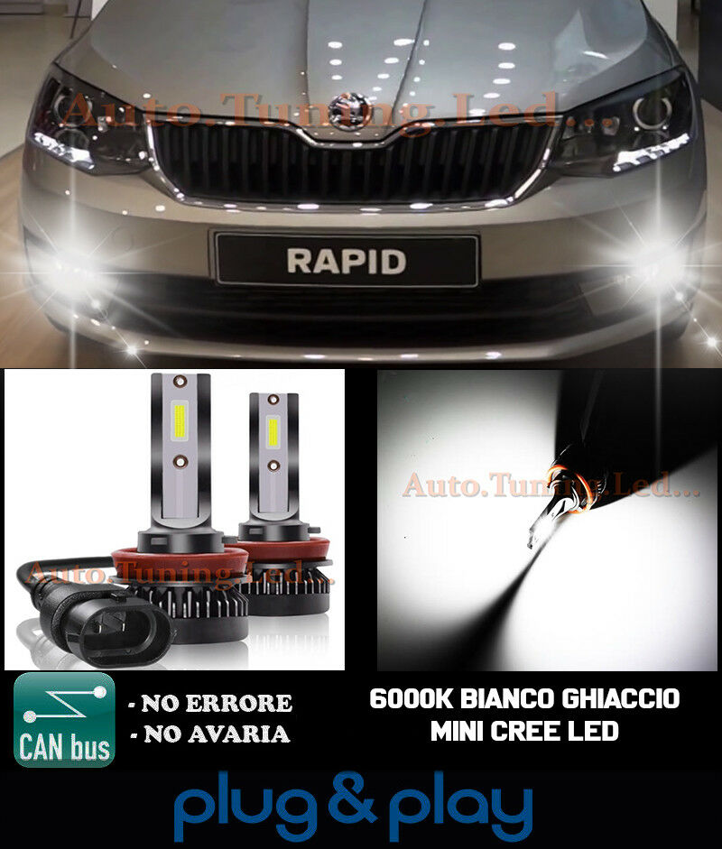 SKODA RAPID CAMBUS CREE LED FOG LIGHTS ICE WHITE 8000LM